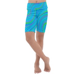 Pattern Swirl Pink Green Aqua Kids  Lightweight Velour Cropped Yoga Leggings