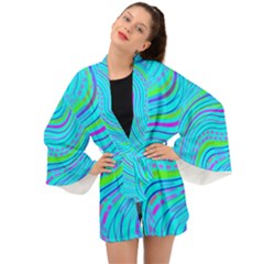 Pattern Swirl Pink Green Aqua Long Sleeve Kimono