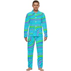 Pattern Swirl Pink Green Aqua Men s Long Sleeve Velvet Pocket Pajamas Set