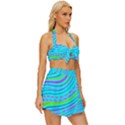 Pattern Swirl Pink Green Aqua Vintage Style Bikini Top and Skirt Set  View3