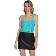 Pattern Swirl Pink Green Aqua Flowy Camisole Tie Up Top