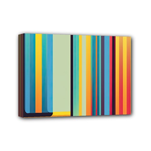 Colorful Rainbow Striped Pattern Stripes Background Mini Canvas 7  X 5  (stretched)