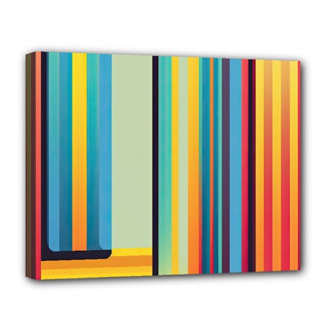 Colorful Rainbow Striped Pattern Stripes Background Canvas 14  X 11  (stretched)