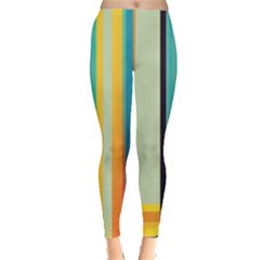 Colorful Rainbow Striped Pattern Stripes Background Everyday Leggings 