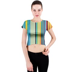 Colorful Rainbow Striped Pattern Stripes Background Crew Neck Crop Top