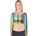 Colorful Rainbow Striped Pattern Stripes Background Long Sleeve Crop Top View1