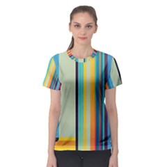 Colorful Rainbow Striped Pattern Stripes Background Women s Sport Mesh T-shirt