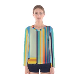 Colorful Rainbow Striped Pattern Stripes Background Women s Long Sleeve T-Shirt