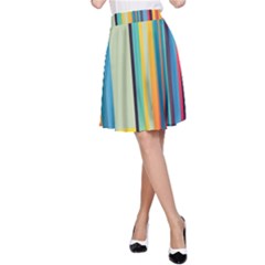 Colorful Rainbow Striped Pattern Stripes Background A-line Skirt