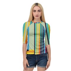 Colorful Rainbow Striped Pattern Stripes Background Quarter Sleeve Raglan T-shirt