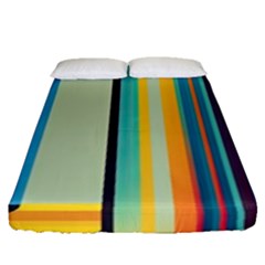 Colorful Rainbow Striped Pattern Stripes Background Fitted Sheet (queen Size)