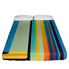 Colorful Rainbow Striped Pattern Stripes Background Fitted Sheet (california King Size)