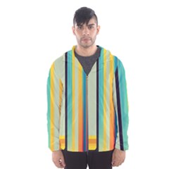 Colorful Rainbow Striped Pattern Stripes Background Men s Hooded Windbreaker by Ket1n9
