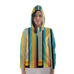 Colorful Rainbow Striped Pattern Stripes Background Women s Hooded Windbreaker