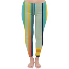 Colorful Rainbow Striped Pattern Stripes Background Classic Winter Leggings