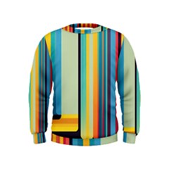 Colorful Rainbow Striped Pattern Stripes Background Kids  Sweatshirt