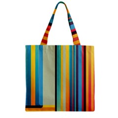 Colorful Rainbow Striped Pattern Stripes Background Zipper Grocery Tote Bag