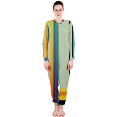 Colorful Rainbow Striped Pattern Stripes Background Onepiece Jumpsuit (ladies)