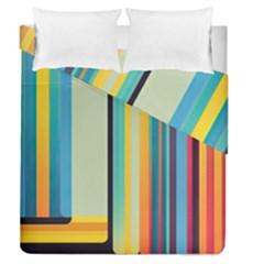 Colorful Rainbow Striped Pattern Stripes Background Duvet Cover Double Side (queen Size)