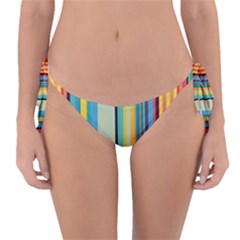 Colorful Rainbow Striped Pattern Stripes Background Reversible Bikini Bottoms