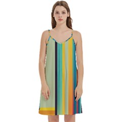 Colorful Rainbow Striped Pattern Stripes Background Mini Camis Dress With Pockets