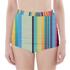 Colorful Rainbow Striped Pattern Stripes Background High-waisted Bikini Bottoms