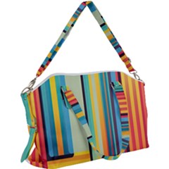 Colorful Rainbow Striped Pattern Stripes Background Canvas Crossbody Bag