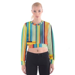 Colorful Rainbow Striped Pattern Stripes Background Cropped Sweatshirt