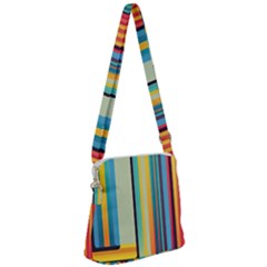 Colorful Rainbow Striped Pattern Stripes Background Zipper Messenger Bag