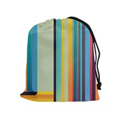 Colorful Rainbow Striped Pattern Stripes Background Drawstring Pouch (xl)