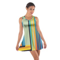 Colorful Rainbow Striped Pattern Stripes Background Cotton Racerback Dress