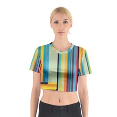 Colorful Rainbow Striped Pattern Stripes Background Cotton Crop Top