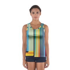 Colorful Rainbow Striped Pattern Stripes Background Sport Tank Top 