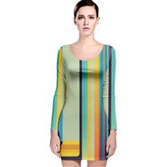 Colorful Rainbow Striped Pattern Stripes Background Long Sleeve Velvet Bodycon Dress