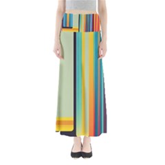 Colorful Rainbow Striped Pattern Stripes Background Full Length Maxi Skirt