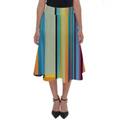 Colorful Rainbow Striped Pattern Stripes Background Perfect Length Midi Skirt