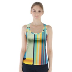 Colorful Rainbow Striped Pattern Stripes Background Racer Back Sports Top