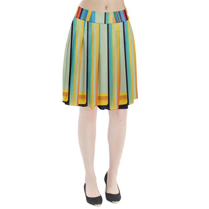 Colorful Rainbow Striped Pattern Stripes Background Pleated Skirt