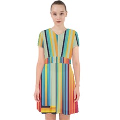 Colorful Rainbow Striped Pattern Stripes Background Adorable In Chiffon Dress