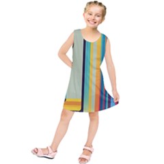 Colorful Rainbow Striped Pattern Stripes Background Kids  Tunic Dress