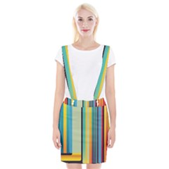 Colorful Rainbow Striped Pattern Stripes Background Braces Suspender Skirt
