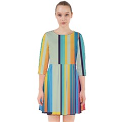Colorful Rainbow Striped Pattern Stripes Background Smock Dress