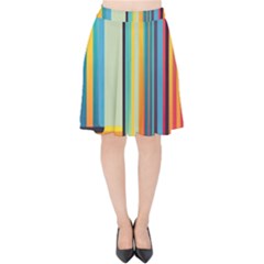 Colorful Rainbow Striped Pattern Stripes Background Velvet High Waist Skirt