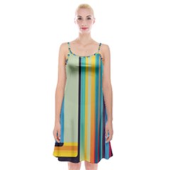 Colorful Rainbow Striped Pattern Stripes Background Spaghetti Strap Velvet Dress