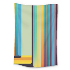 Colorful Rainbow Striped Pattern Stripes Background Large Tapestry