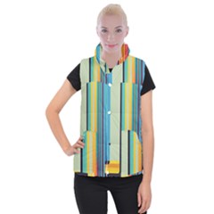Colorful Rainbow Striped Pattern Stripes Background Women s Button Up Vest