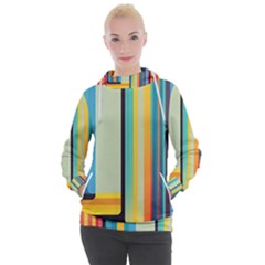 Colorful Rainbow Striped Pattern Stripes Background Women s Hooded Pullover