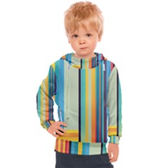 Colorful Rainbow Striped Pattern Stripes Background Kids  Hooded Pullover