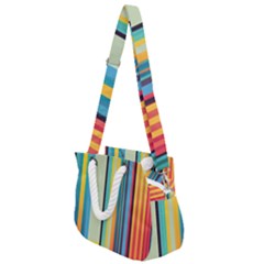 Colorful Rainbow Striped Pattern Stripes Background Rope Handles Shoulder Strap Bag