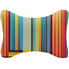 Colorful Rainbow Striped Pattern Stripes Background Seat Head Rest Cushion